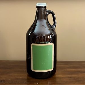 Catamount Large 64oz Brown Glass Growler with Chalkboard Label 11x5”